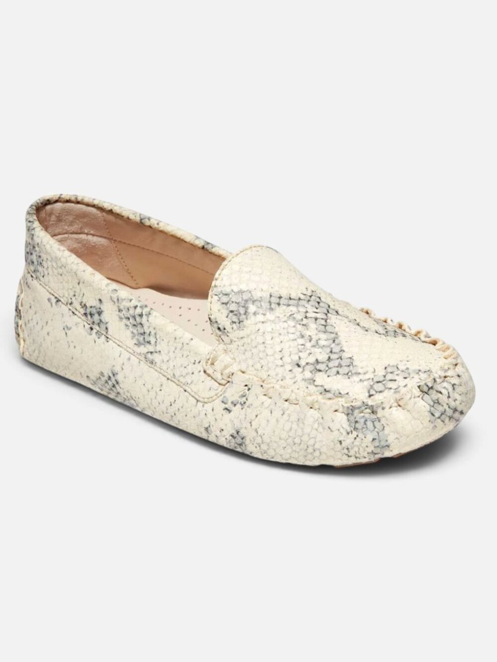 Cole Haan Cream Snakeskin Print Driving Loafer